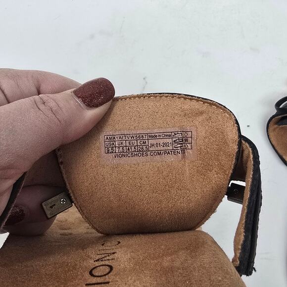 Vionic Women's Amaya Bow Thong Toe Post Sandals Summer Vacation Black Tan Sz 9.5 - Picture 7 of 7